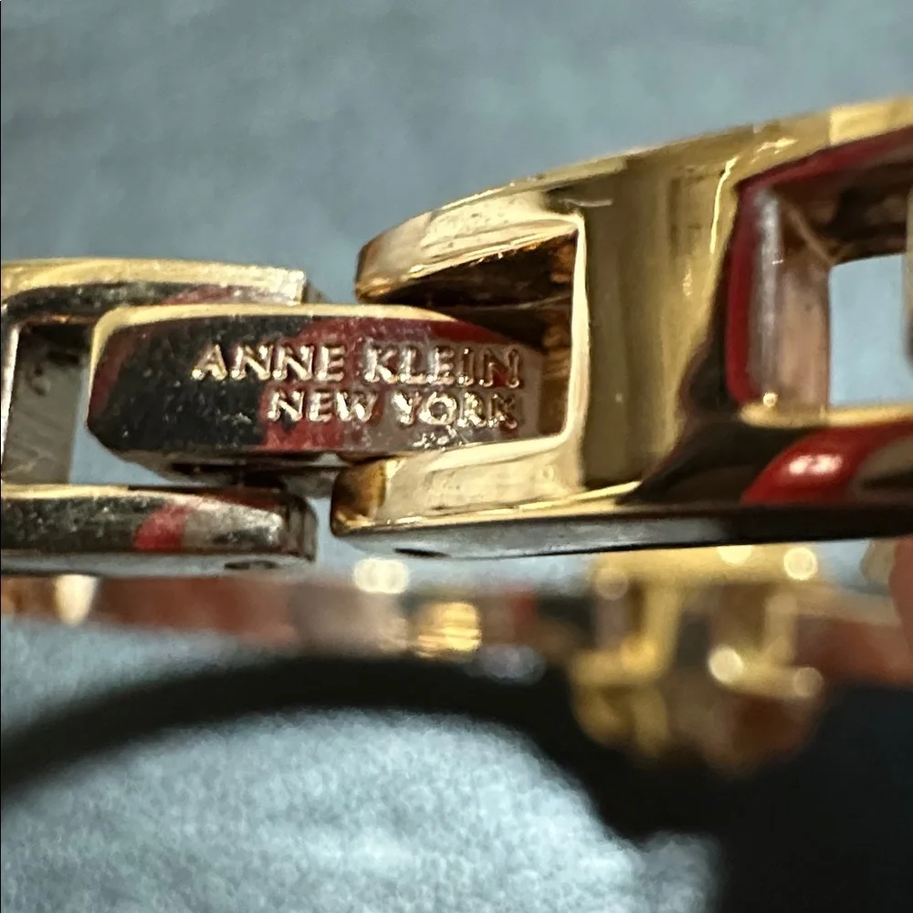 Anne Klein Gold-Tone Camellia Flower Hinged Cuff Bracelet